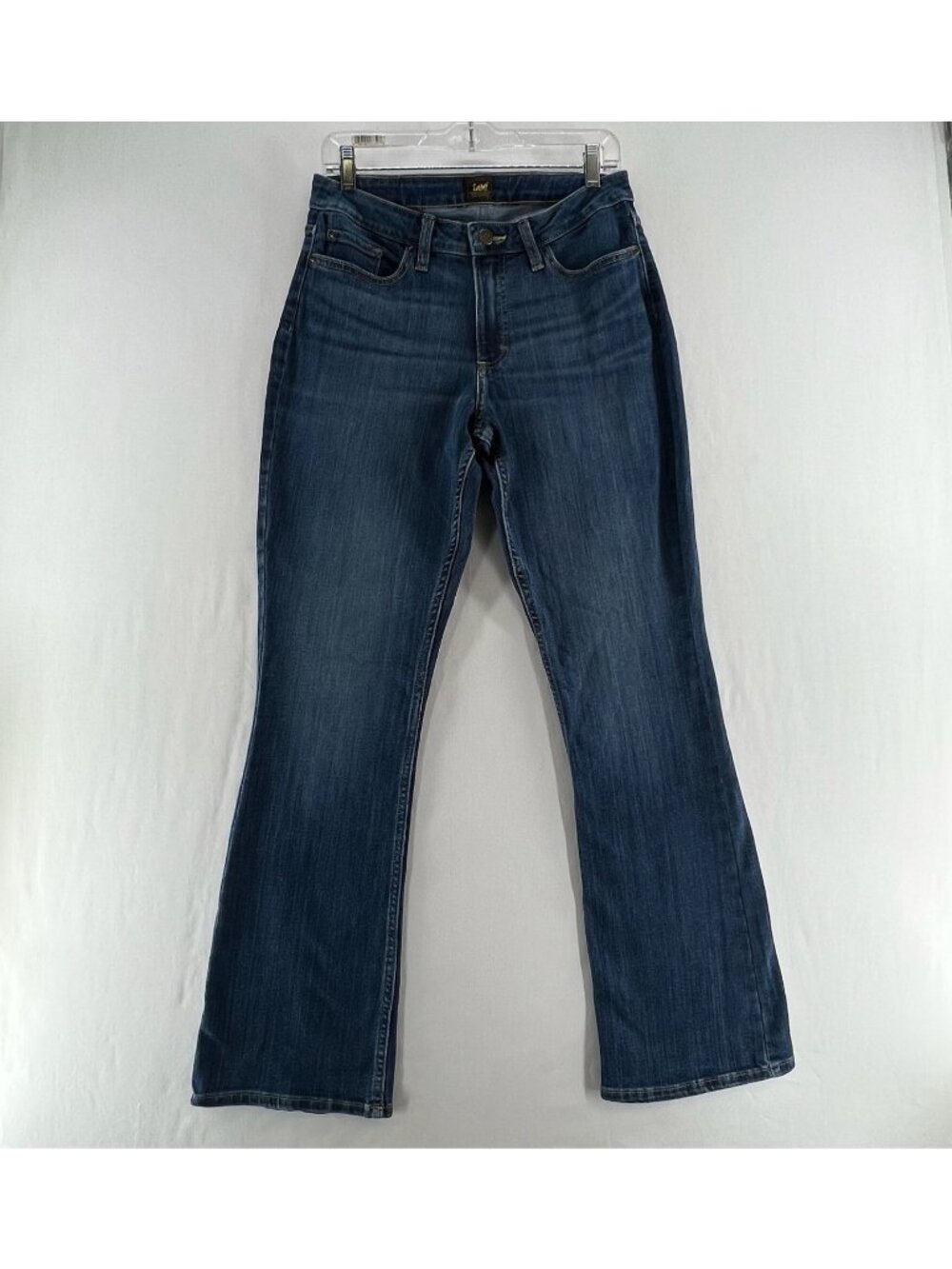 Lee Bootcut Jeans Womens 10 Long Dark Wash Stretch Denim Zip Fly Mid Rise Blue